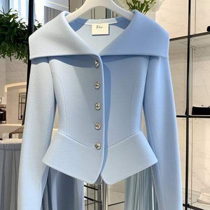 Classic Style Blue Coat High Sense Temperament Youthful-looking