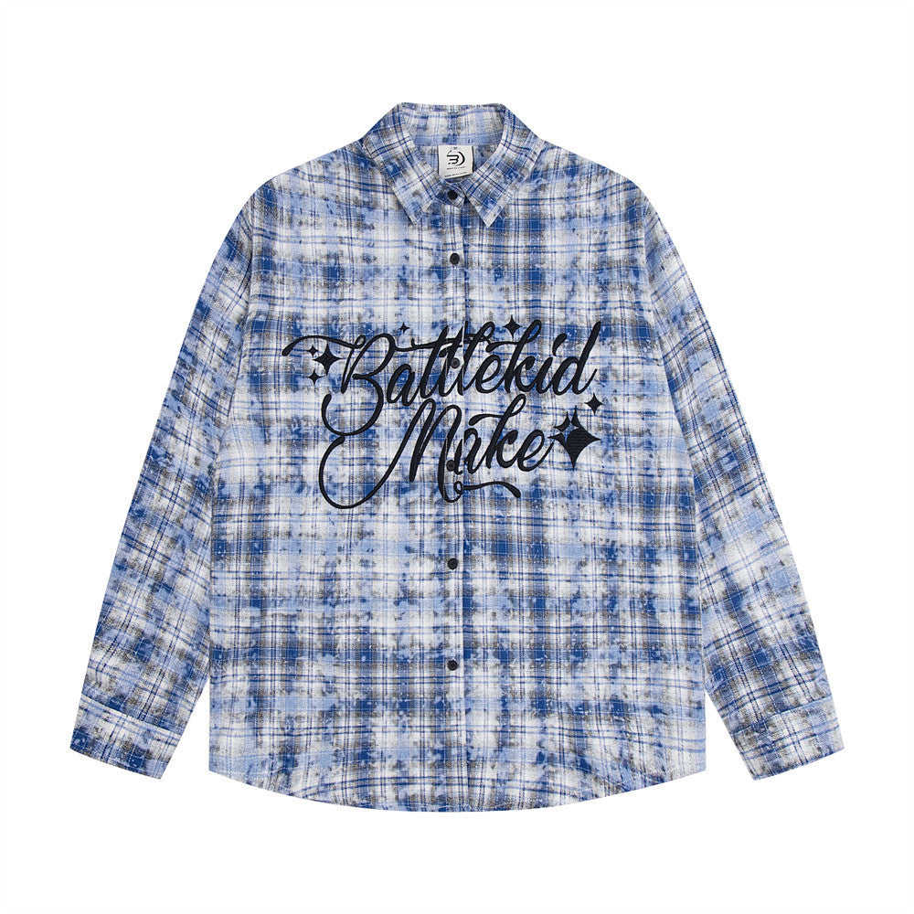 Fashion Loose Plaid Long Sleeve Shirt Men