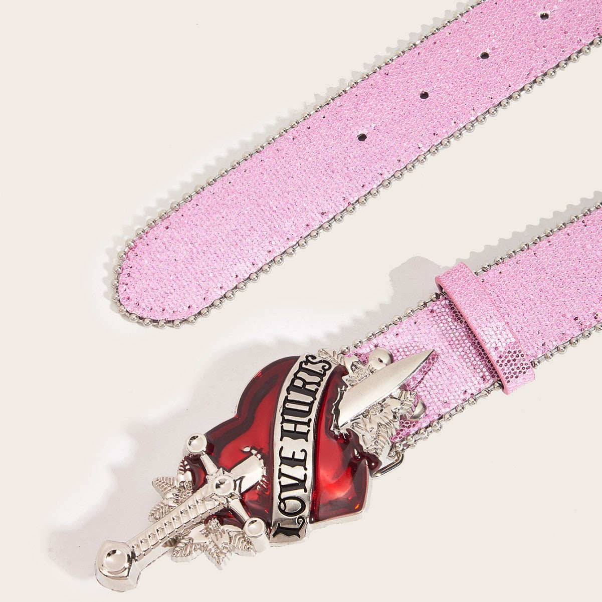 Sequined Belt Buckle Belt