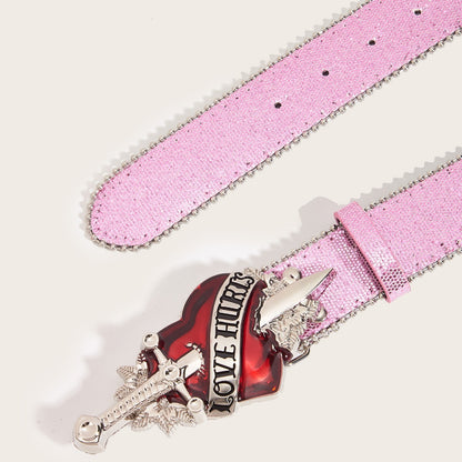 Sequined Belt Buckle Belt