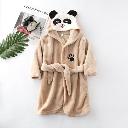 Elegance in Fleece: Flannel Lace Hooded Bathrobe