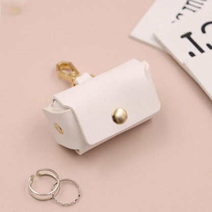 Creative Solid Color Leather Ring Storage Bag