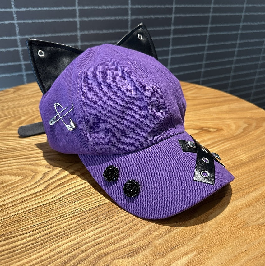 A Niche Baseball Cap With Three-dimensional Cat Ears