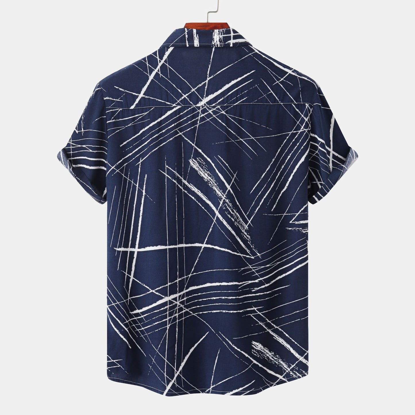 Classic Check Print Short Sleeve Lapel Fashion Shirt