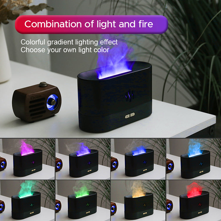 USB Ultrasonic Flame Humidifier White with RGB LED Flame Effect