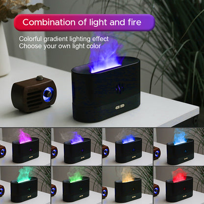 USB Ultrasonic Flame Humidifier White with RGB LED Flame Effect