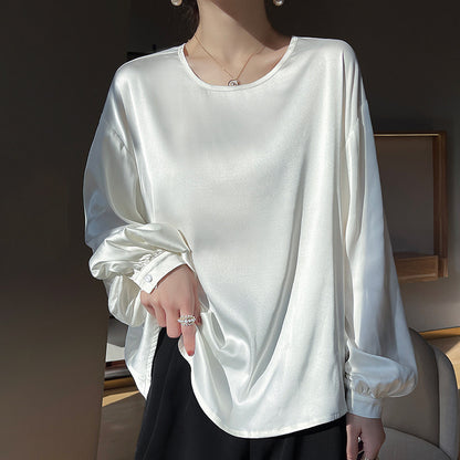 High-grade Round Neck Collarbone Simple Graceful T-shirt
