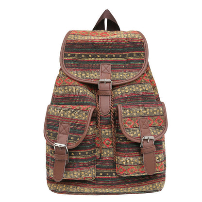 Large Capacity Contrast Color Scheme National Style Trendy Backpack