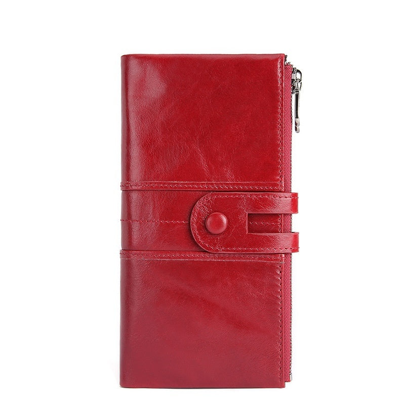 Retro Women's Leather Wallet Fashion Rfid Long Wallet