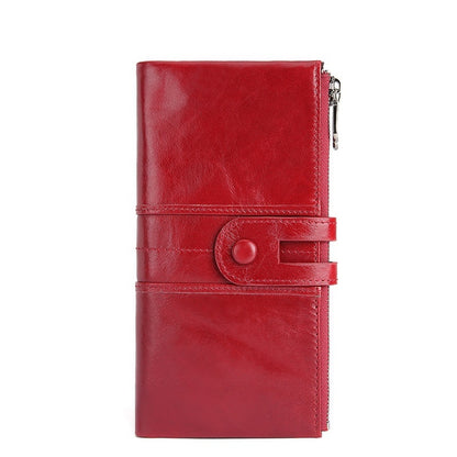 Retro Women's Leather Wallet Fashion Rfid Long Wallet