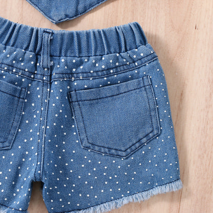 The Signature Set: Girls’ Denim Top & Shorts Suit