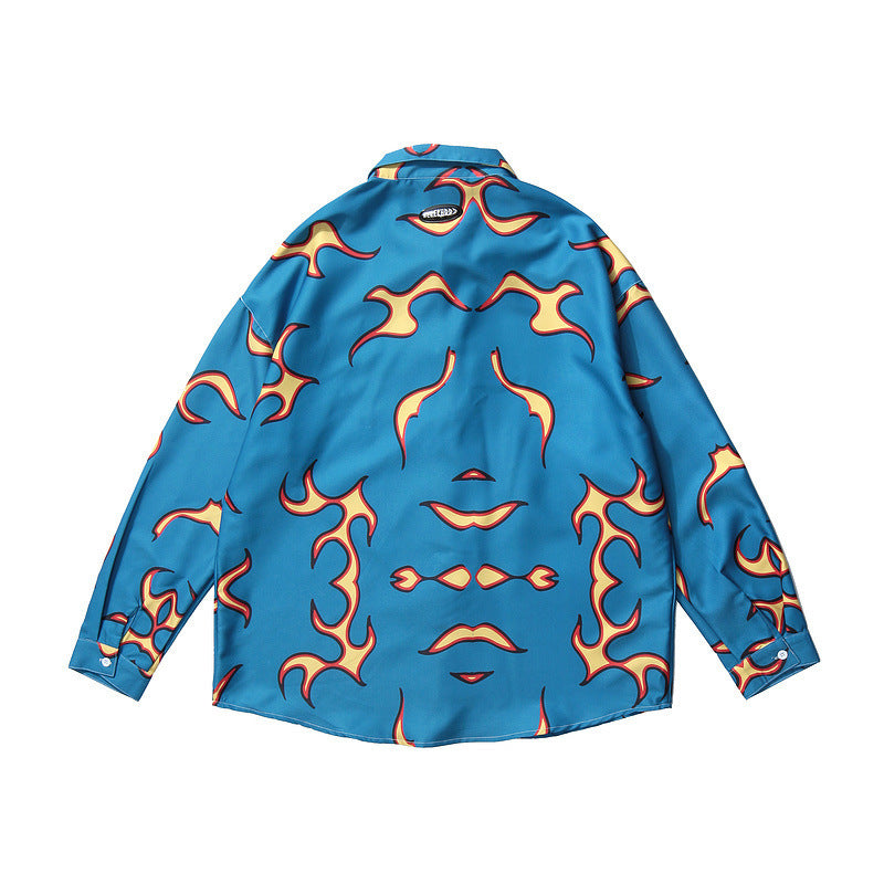 Graphic Print Long-Sleeve Shirt Modern Artistic Statement
