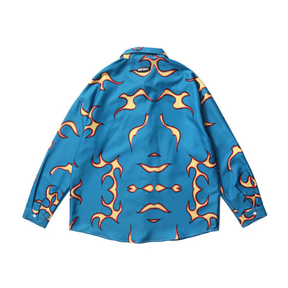 Graphic Print Long-Sleeve Shirt Modern Artistic Statement