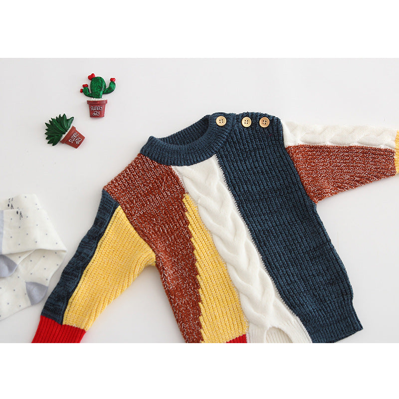 Avant-Garde Patchwork Artisan Knit Sweater
