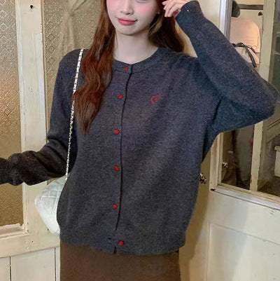 Korean Style Original Round Neck Lazy Knitted Open Sweater