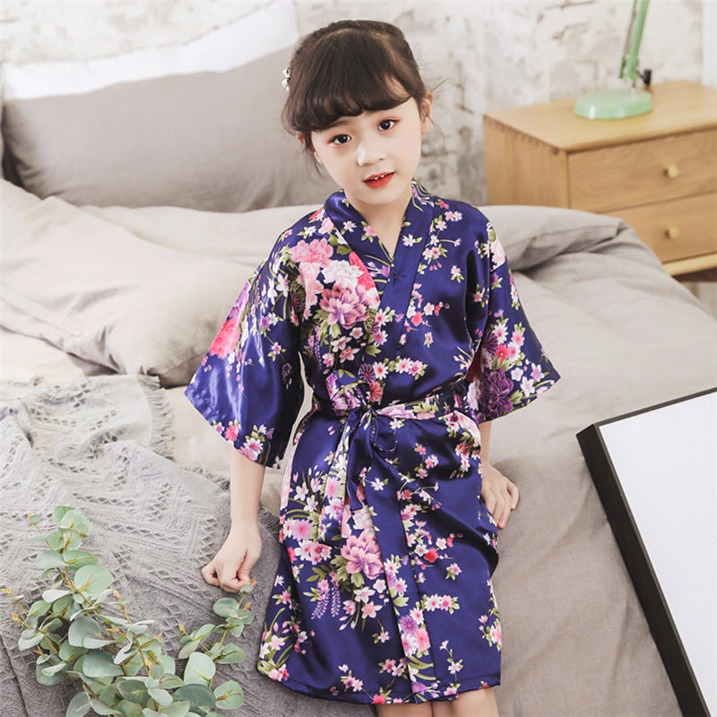The Silk Robe: Cardigan Imitation Silk Bathrobe