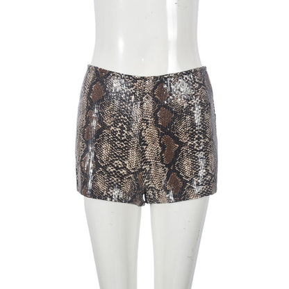 Leopard Print Elastic Waist Casual Shorts
