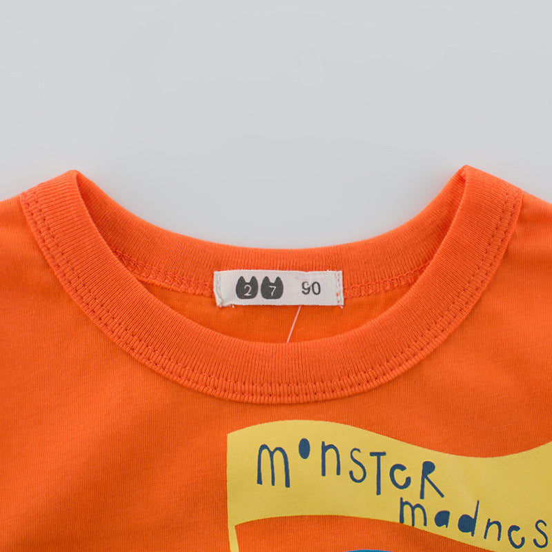 The Round Baseline: Boys’ Print Round-Neck Short-Sleeve T-Shirt