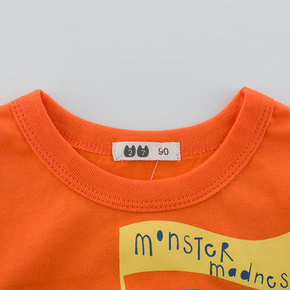 The Round Baseline: Boys’ Print Round-Neck Short-Sleeve T-Shirt