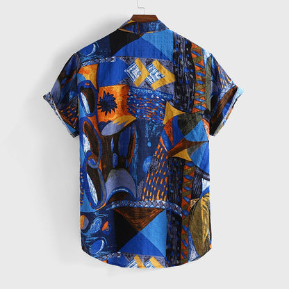 Shirt men's floral cardigan short sleeves