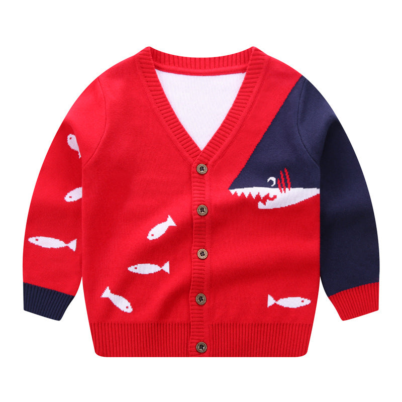 V-Neck Single-Breasted Small Fish Cardigan