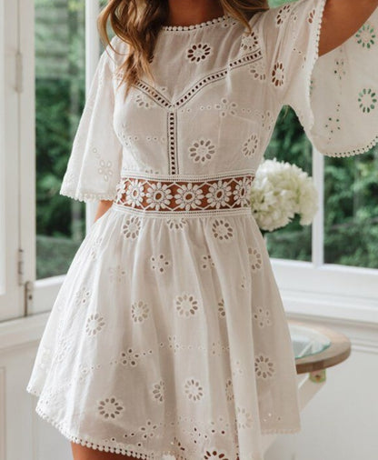 Lace patchwork cotton dress