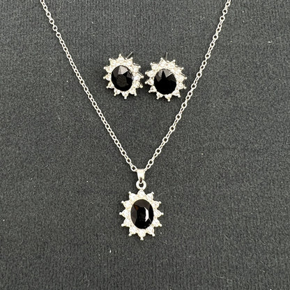 European And American Fashion SUNFLOWER Zircon Ear Stud Necklace Suit