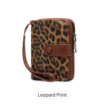Leopard Print Multifunctional Zipper Retro Small Wallet