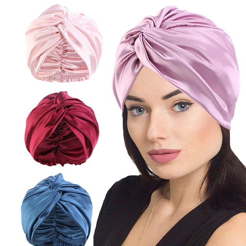 Artificial Silk Double-layer Cross Twist Nightcap