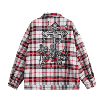 Plaid Loose-fitting Jacket Long Sleeve Shirt For Men And Women