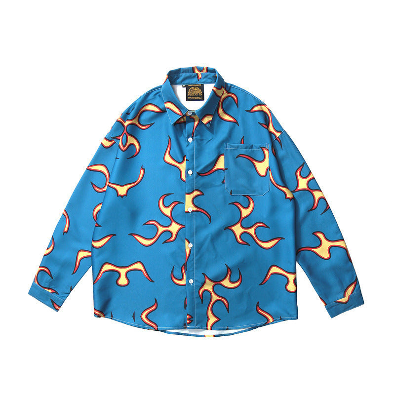 Graphic Print Long-Sleeve Shirt Modern Artistic Statement