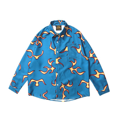 Graphic Print Long-Sleeve Shirt Modern Artistic Statement