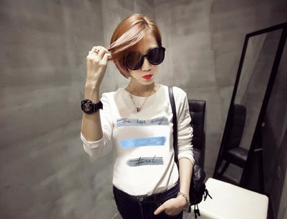 Long sleeve cartoon versatile T-shirt