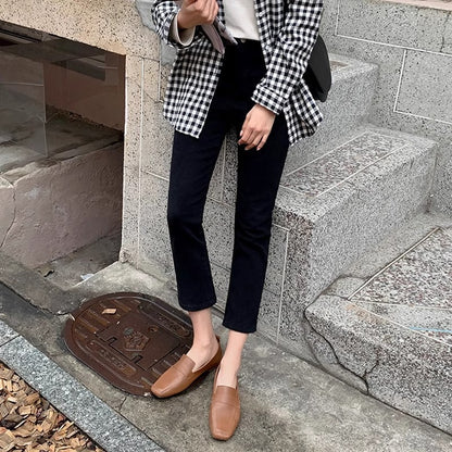 Black Plus Velvet Smoke Pipe Jeans Leggings