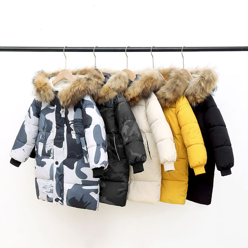 The Arctic Crest: Big Fur Collar Mid-Length Thickened Winter Coat
