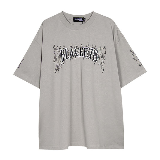 Creative Letters Flame Print T-shirt Men