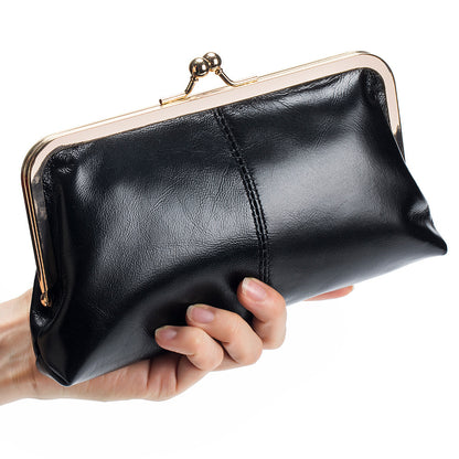 European And American Retro Clip Bag Long Clutch Wallet