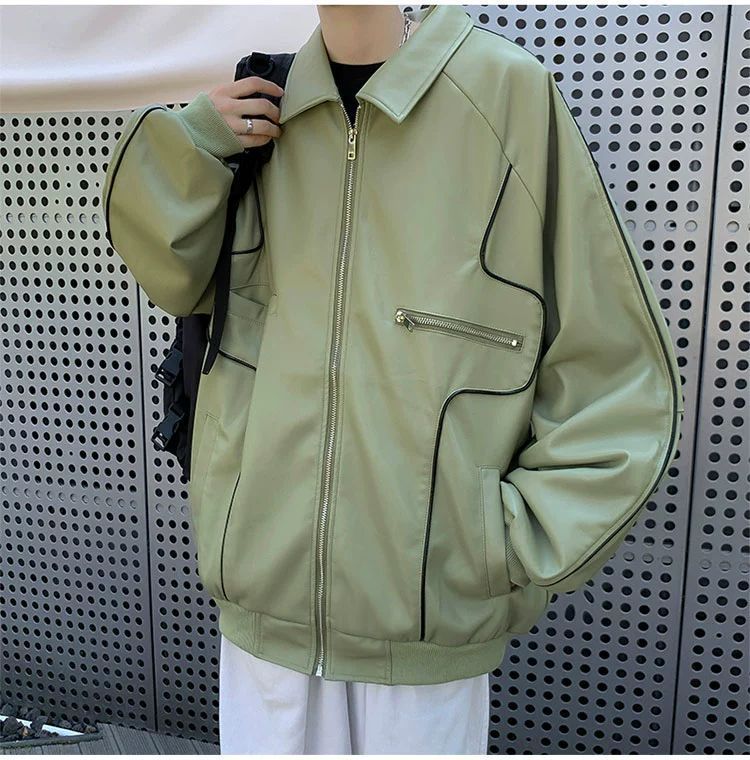 Spring Autumn Leather Coat Men Timeless Transitional Layer