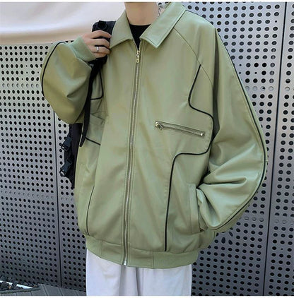 Spring Autumn Leather Coat Men Timeless Transitional Layer