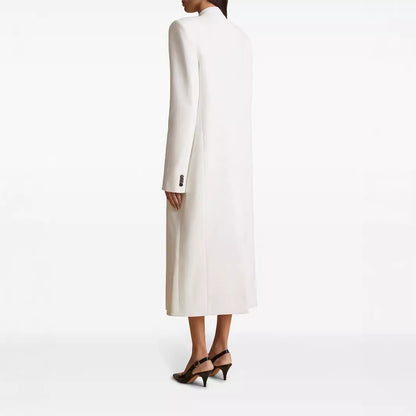 One Button Oblique Cut Extended Solid Color Long Sleeve Jacket Suit