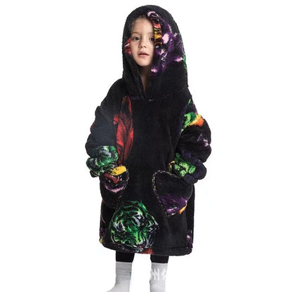 The Lazy Blanket: Oversized Cotton Velvet Hooded Blanket