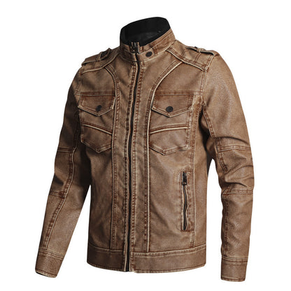Thick PU Leather Coat Mens Fashion Casual Robust Warmth