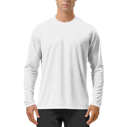 Quick-drying Solid Color Round Neck Sports Training Stretch Sun Protection Long Sleeve