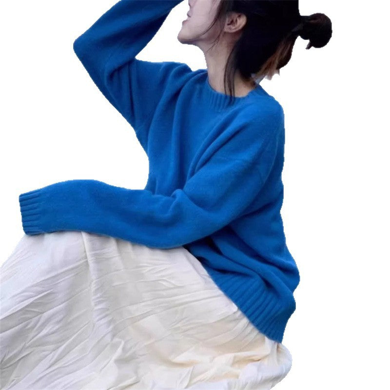 Soft Glutinous Thick Round Neck Knitwear Korean Style