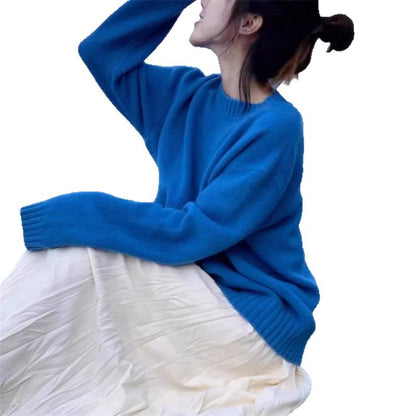 Soft Glutinous Thick Round Neck Knitwear Korean Style