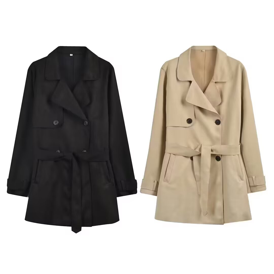 British Style Slim Fit With Belt Lapel Double Breasted Trench Coat