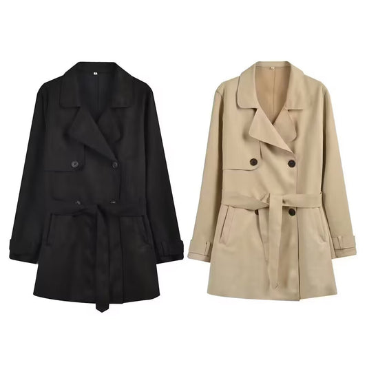British Style Slim Fit With Belt Lapel Double Breasted Trench Coat