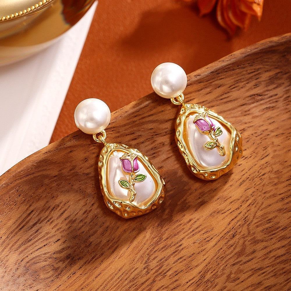Baroque Pearl Stud Earrings High-grade Exquisite Elegant Graceful