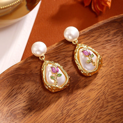 Baroque Pearl Stud Earrings High-grade Exquisite Elegant Graceful