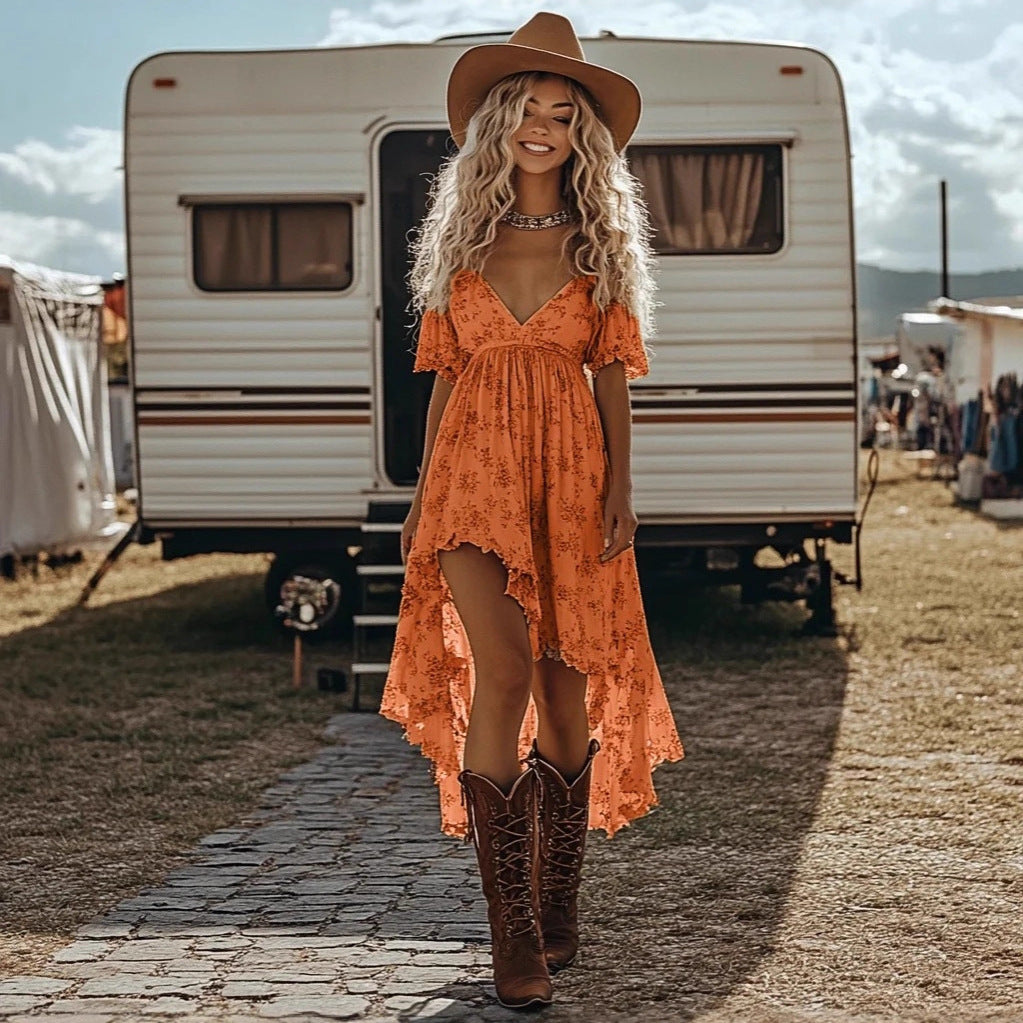 Irregular Dress Women's Vacation Regular Sleeve